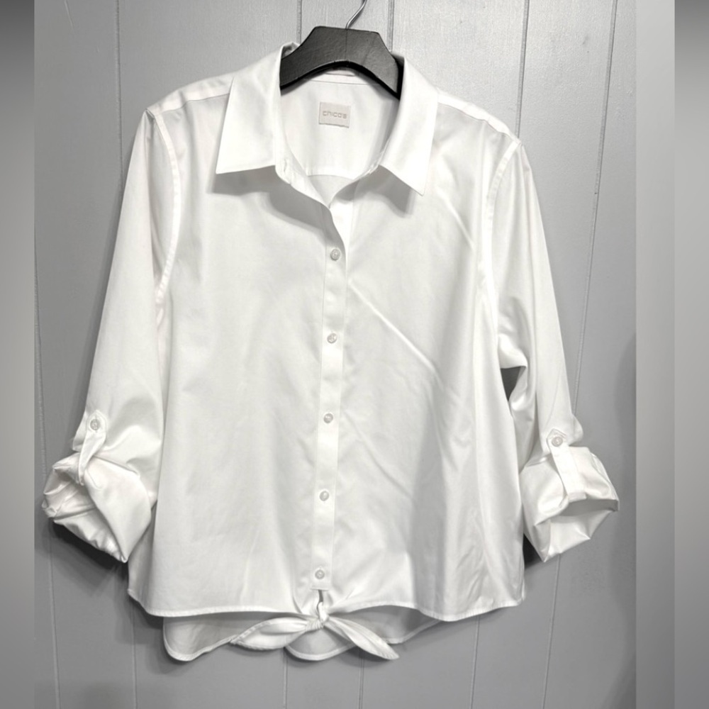 No- Iron 100% Cotton Chico's Classic White Button-Down Shirt